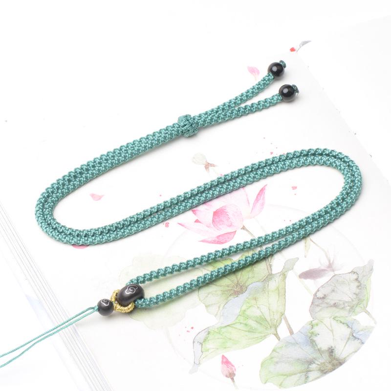 Xiangyun Sandalwood Silver Thread Lanyard Pendant Necklace, 2mm Pineapple Rope