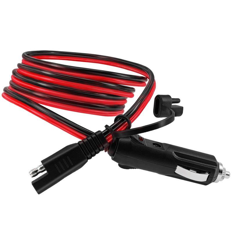 FOXSUR 150cm 12V SAE to Lighter Plug Extension Cable 16AWG Red Black Wire 15Amp Quick Release Adapter LED Light Car Charge