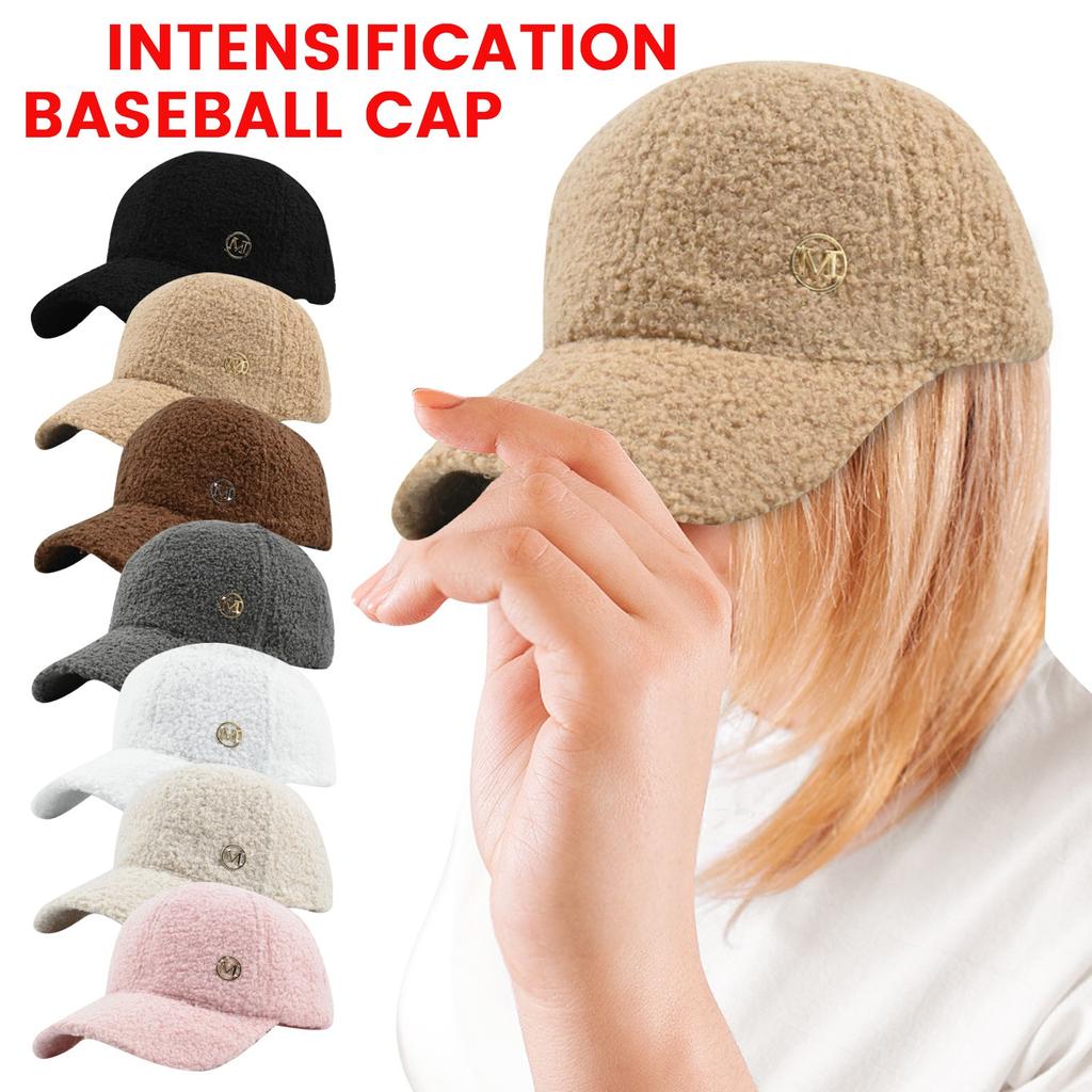 Hat Winter Solid Color M Standard Lamb Wool Baseball Cap Women's Outdoor Warm Leisure Fashion All-match Plush Duckbills Cap
