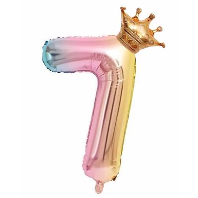 Leisure Club Birthday Number Balloon Set 7 32-inch Rainbow Sparkling Balloons for Party Decorations Celebration Wedding Anniversary