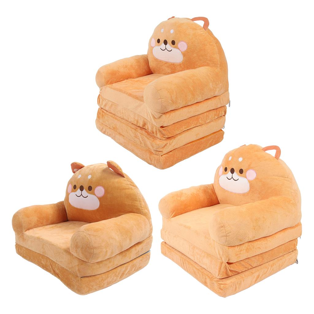 Kids Chair Couch Cartoon Folding Cute Couch Portable Sofa Chair for Home Schools Brown Puppy