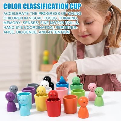 Children's Color Figurine Classification Cup Stacking Kindergarten Baby Hand-eye Coordination Training Educational Toys
