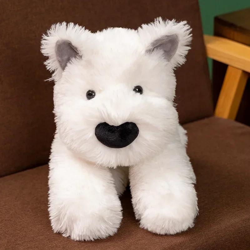 35cm Kawaii Fluffy Hair West Highland Dog White Terrier Plushie Soft Puppy Plush Toy Stuffed Lifelike Animals Baby Appease Doll