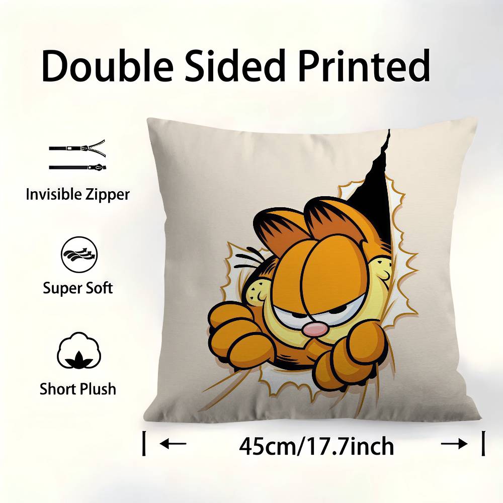 Cute Cat-G-Garfields Cushion Cover Pillow Cover Decor Pillowcase Printed Cushion Case For Couch Peach skin 18*18(CM)-1Pcs