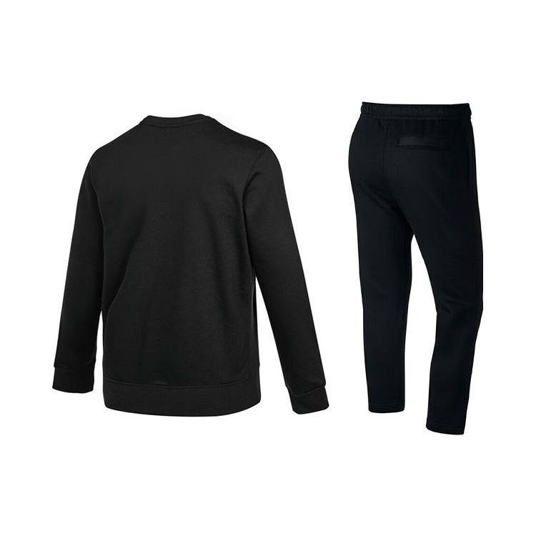 Nike Pánská sportovní souprava As M Nsw Club jednobarevná mikina s kulatým výstřihem a prodyšné kalhoty s rovnými nohavicemi, ležérní, černá BV2663-010+BV2708-010