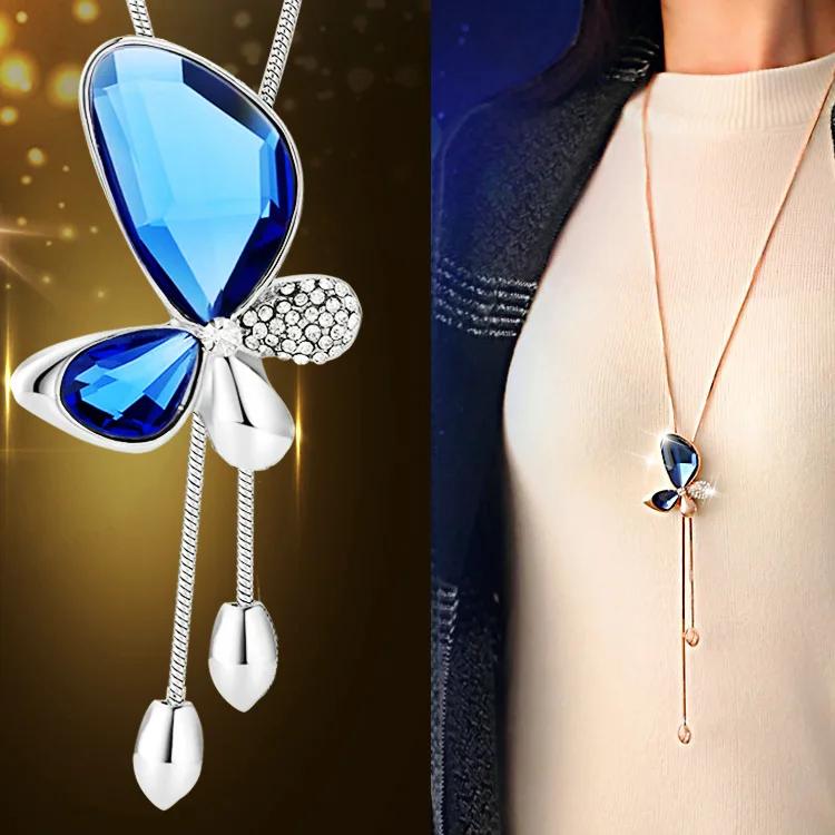 Snowflake Zircon Long Chain for Women Fashion Silver Color Crystal Maxi Necklaces & Pendants Statement Collier Jewelry