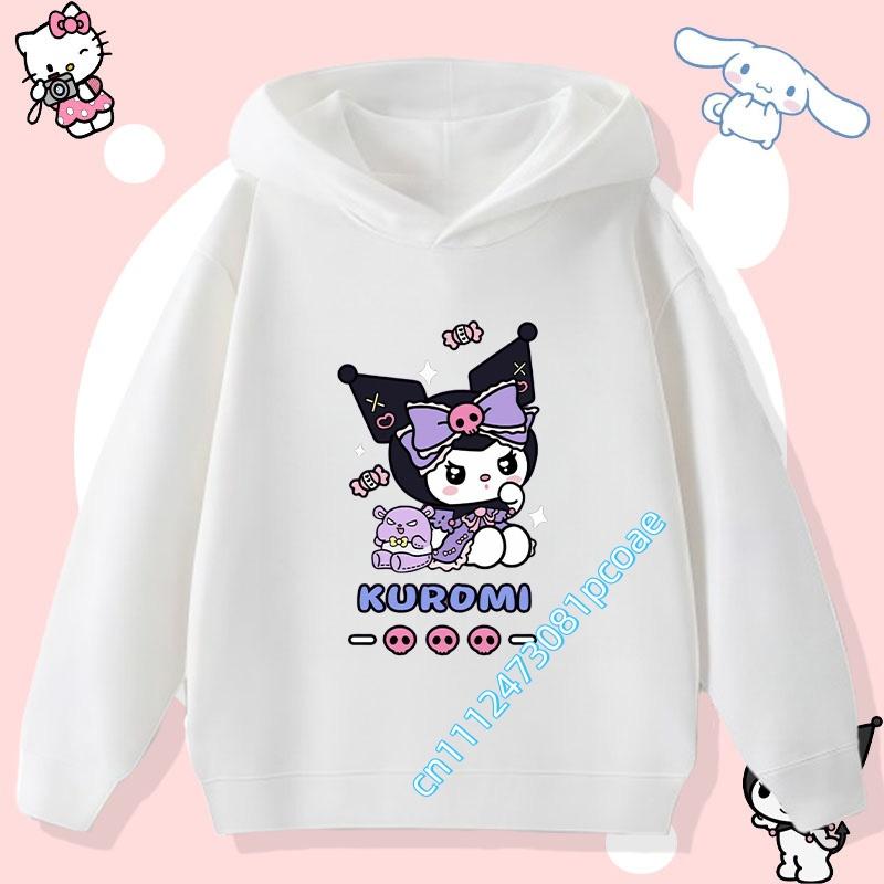 2026 New Kurumi Children's Hooded Sweatshirt Boys' Sport Shirt Girls' Casual Top Sanrio Cartoon Print Fall/Winter Pullover Shirt