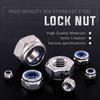 250Pcs Nylon Lock Nut 3/4/5/6/8/10/12mm Nylon Insert Nut Stainless Steel Hexagon Self Locking Nut Assortment Kits