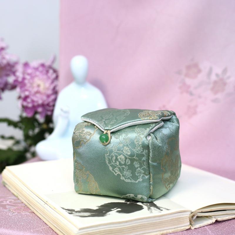 34-Color Chinese & Japanese Brocade Gaiwan Zisha Teapot Ceramic Cup Set With Cotton Bag