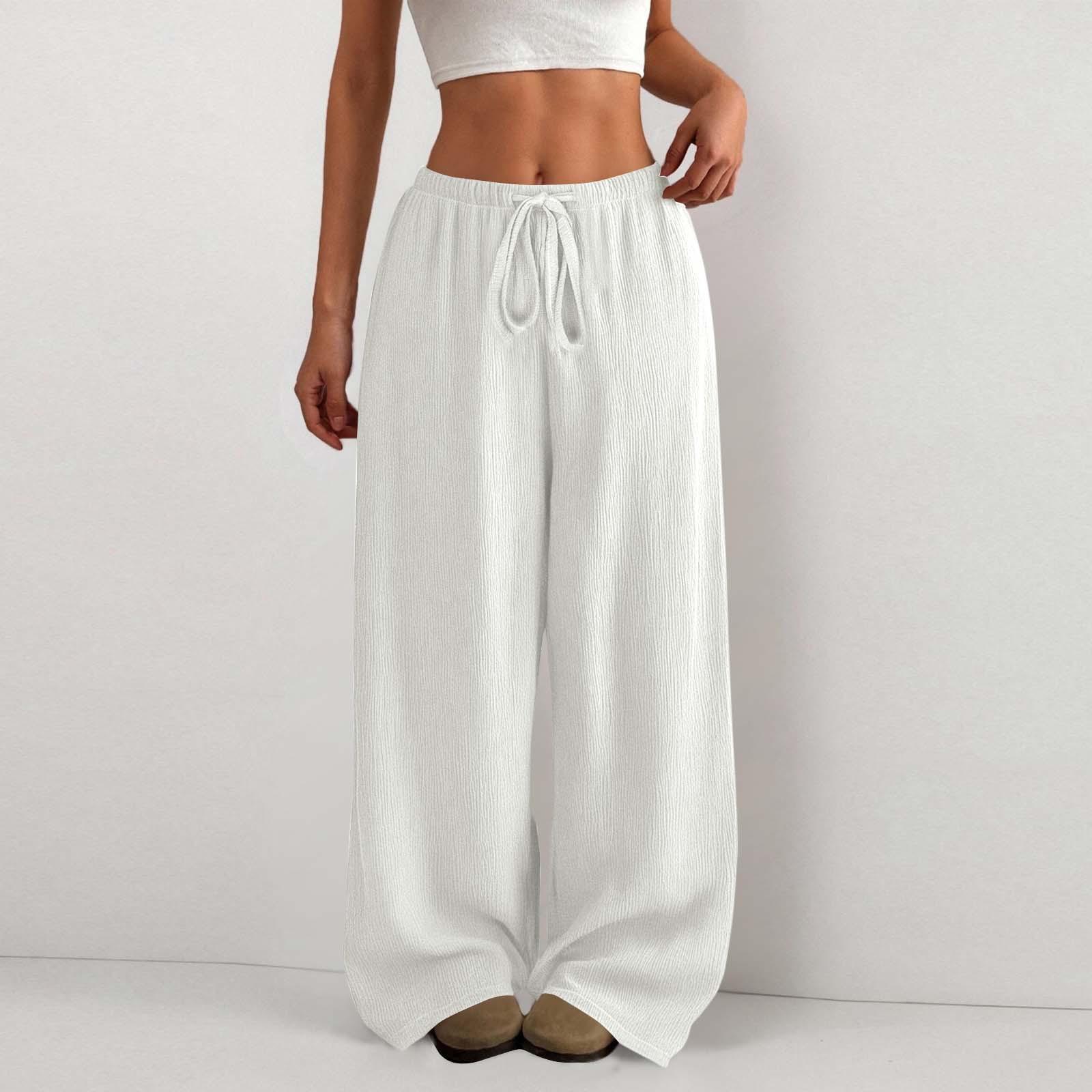 

Женские повседневные простые однотонные свободные широкие брюки-джоггеры на осень и зиму удобные и теплые S белый