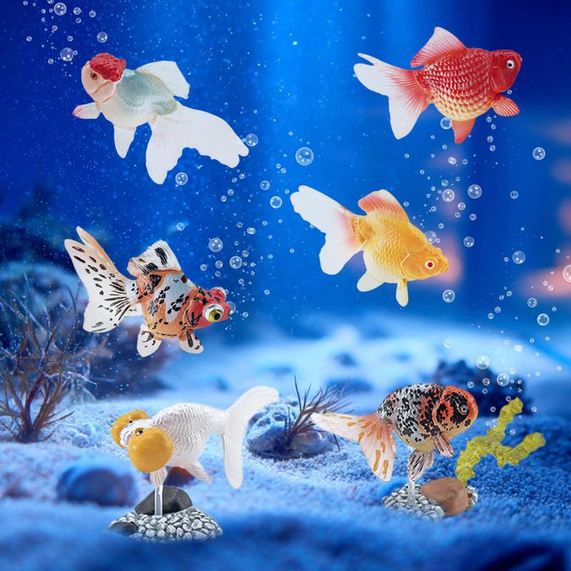 Aquarium Ornaments 6 Pieces Artificial Fish Aquarium Statue Under Water Realistic Animals With Base For Library Bedroom Living