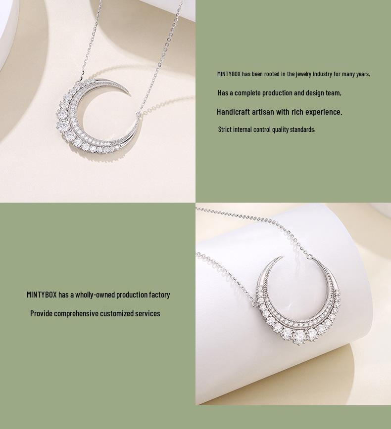 Korean Style Moissanite Moon Clavicle Necklace - Light Luxury, Trendy, Versatile Fashion Accessory