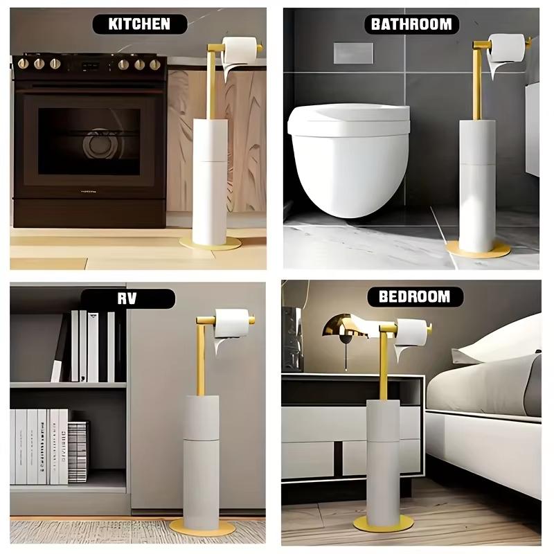 Toilet Paper Holder Bathroom Stand - Modern Stainless Steel Rustproof Freestanding Tissue Roll Rack Home Supplies