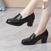 Genuine Leather Women Shoes Fashion Comfort Genuine Cow Leather Slip-On Loafers Women Deep Mouth Heels Shoes Lady Office Pumps