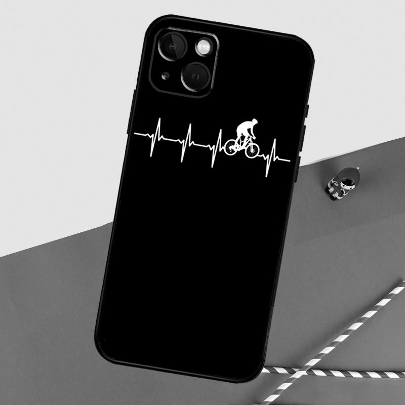 Cycling Bike Heartbeat Phone Case For iPhone 16 Pro Max 12 13 Mini 11 14 15 Pro Max XR 15 16 Plus 16e Back Cover