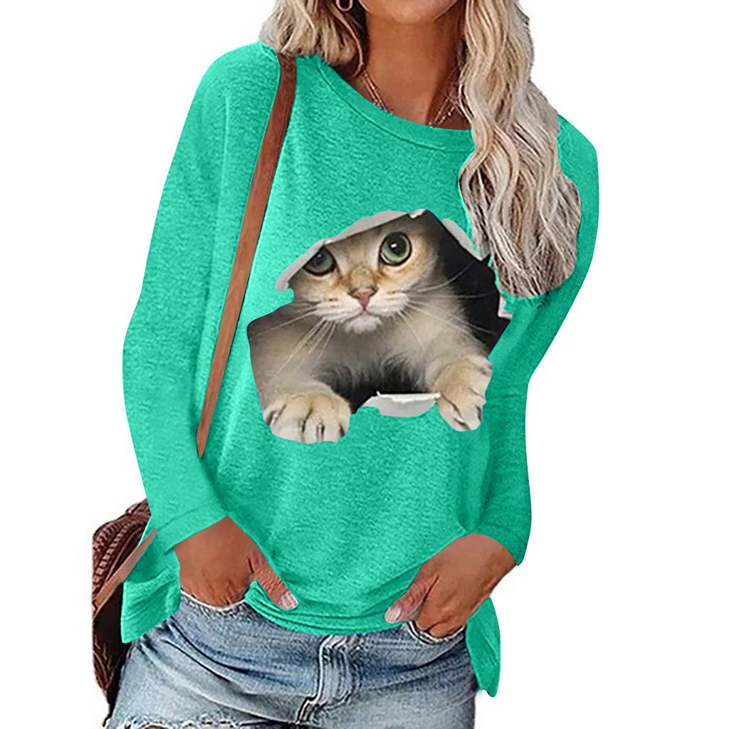 Women's Fashion And Winter Round Neck Casual Pullover Long Sleeve T-Shirt