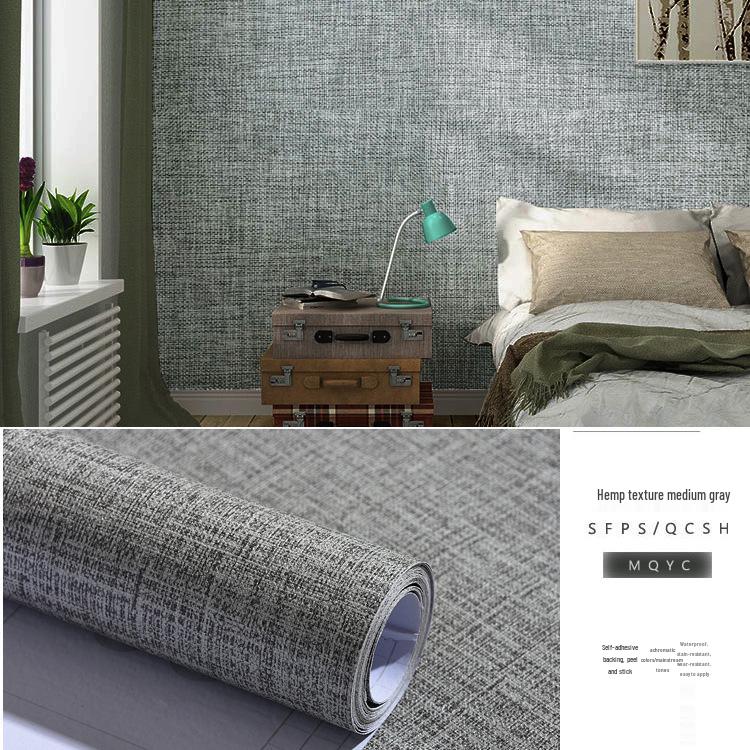 Gray Waterproof Self-Adhesive Wallpaper for Bedroom, Living Room, Dorm, or Shop Decor.