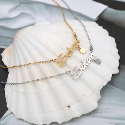 Personalized Light Luxury Titanium Steel Cut Letter Collarbone Chain High Sense Diy Custom Name Necklace Female Versatile