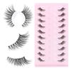 New Middle East cross-border cat eye false eyelashes, eye tail elongated transparent stem eyelashes 10 pairs flat factory