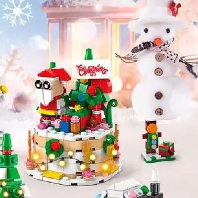 Christmas Building Blocks Advent Calendar Set with Santa Claus Train House Toys Gift for Boys Girls Kids