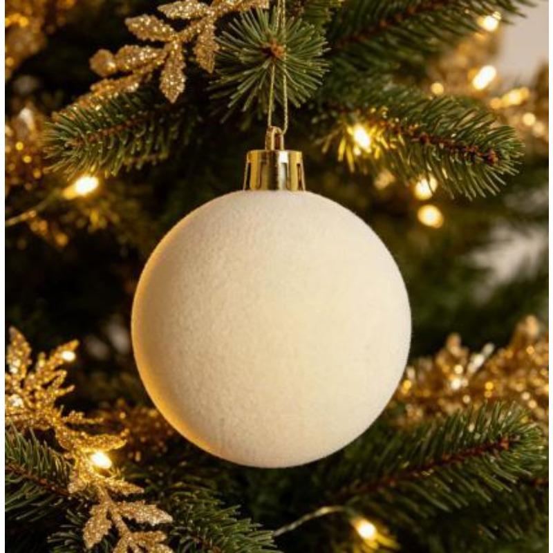 Wholesale Plastic Velvet Ball Pendants Flocked Christmas Balls Xmas Tree Hanging Ornaments New Year Wreath Party Decorations