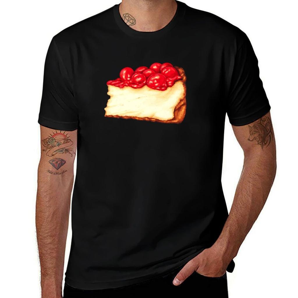 Cherry Cheesecake Pattern Yellow TShirt Casual Loose Daily Wear TShirt