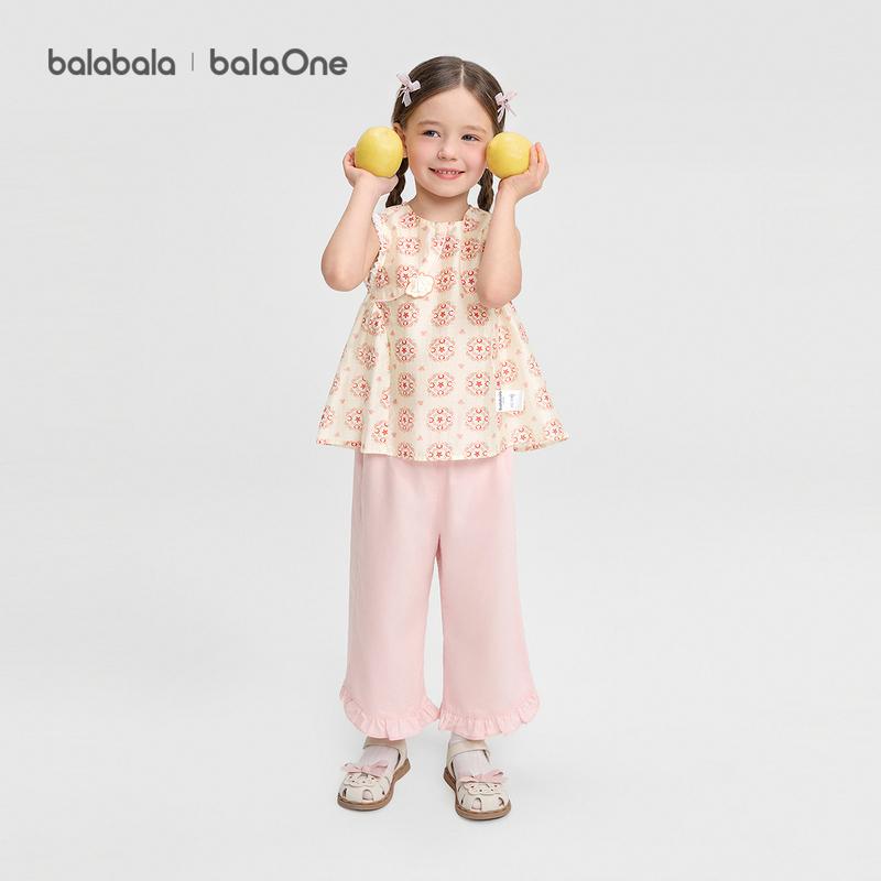 Balabala Girls' Short Sleeve Set