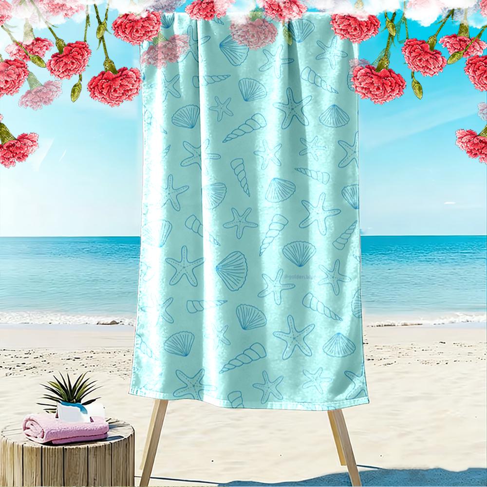 Sea Shells and Starfish Pattern Towel Beach towel quick-drying for travel outdoor sports jogging beach and swimming