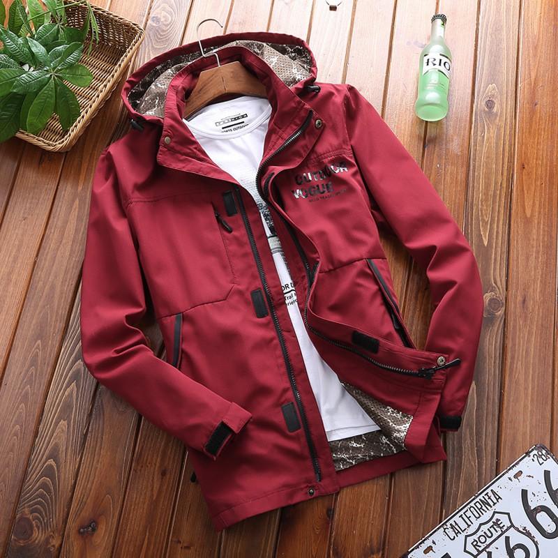 Mens Quick-Dry Outdoor Casual Jacket With Hood Lightweight Windbreaker Hiking Travel