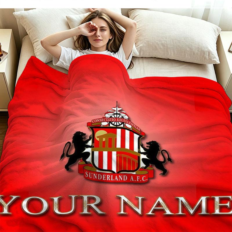 1PC Sunderland A.F Custom Name Patterned Flannel Blanket Suitable For All Seasons for Home Decor Warmth and Comfort Gifts Holiday Present