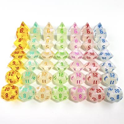 7 adet DND Çokyüzlü Zar Parıltılı Oyun Zarları DND RPG Oyunu Masa Oyunu Aksesuarları için