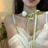 Flower Choker Necklace Soft Fabric Material Flower Choker Rose Ribbon Necklaces Cloth Accessories for Women Teen Girls