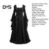 Damenkleid im mittelalterlichen königlichen Stil, mit Schnürung, Kapuze und Fledermausärmeln, Maxikleid mit Taillenbesatz, quadratischem Kragen, Bühnenauftritt, Halloween, Renaissance, Cosplay