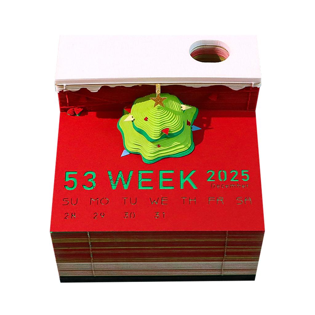 Calendar In 2027 Punch In Desk Calendar Creative 3D Paper Sculpture Desktop Decoration of the Christmas Office
