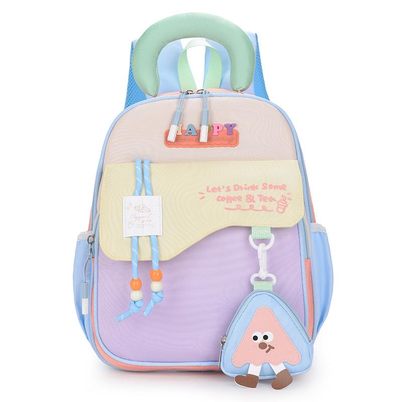 Schoolbag Backpack Kindergarten Contrast Color Cute Fun Lightweight Burden Reduction Children's Backpack Large Capacity School Bag Traveling