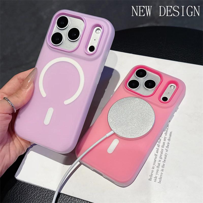 Luxuriöse Candy-Farbe Mattes Handyhülle für iPhone 11-17 Pro Max Plus mit MagSafe-Unterstützung