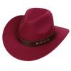Women Men Western Cowboy Hat, Wide Curved Brim Felt Cowgirl Hat, Vintage Jazz Riding Hat, Removable Hat Belt, Head Circumference 56‑58cm