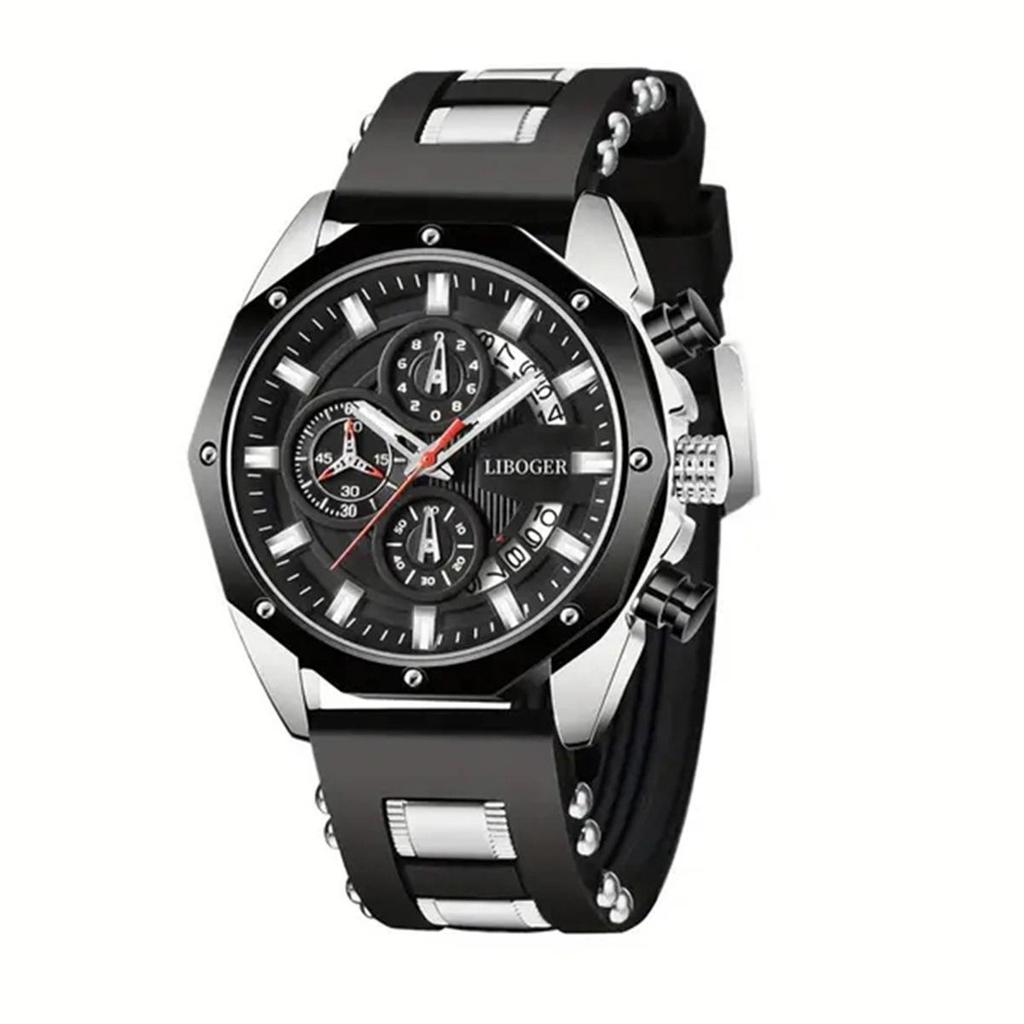 Men's Multifunctional Silicone Strap Sports Watch with Calendar
