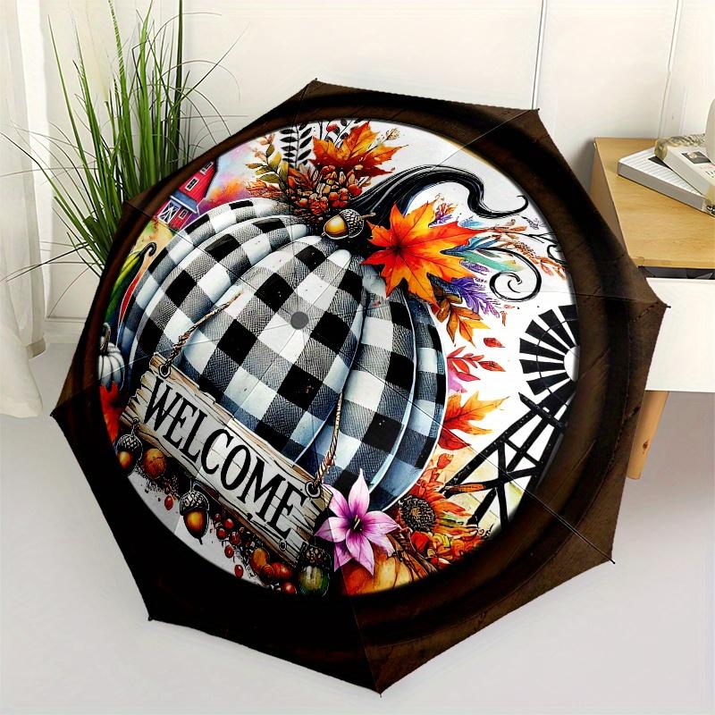 

Autumn Welcome Sign Fall Decoration Outdoor Indoor Seasonal Harvest Signs with Wooden Frame Umbrella for Men