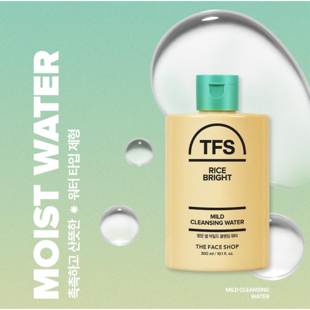 The Face Shop Rice Bright Mild Cleansing Water 300 ml/ Deep Cleansing, Moisturizing, Korean Cosmetics, Kbeauty