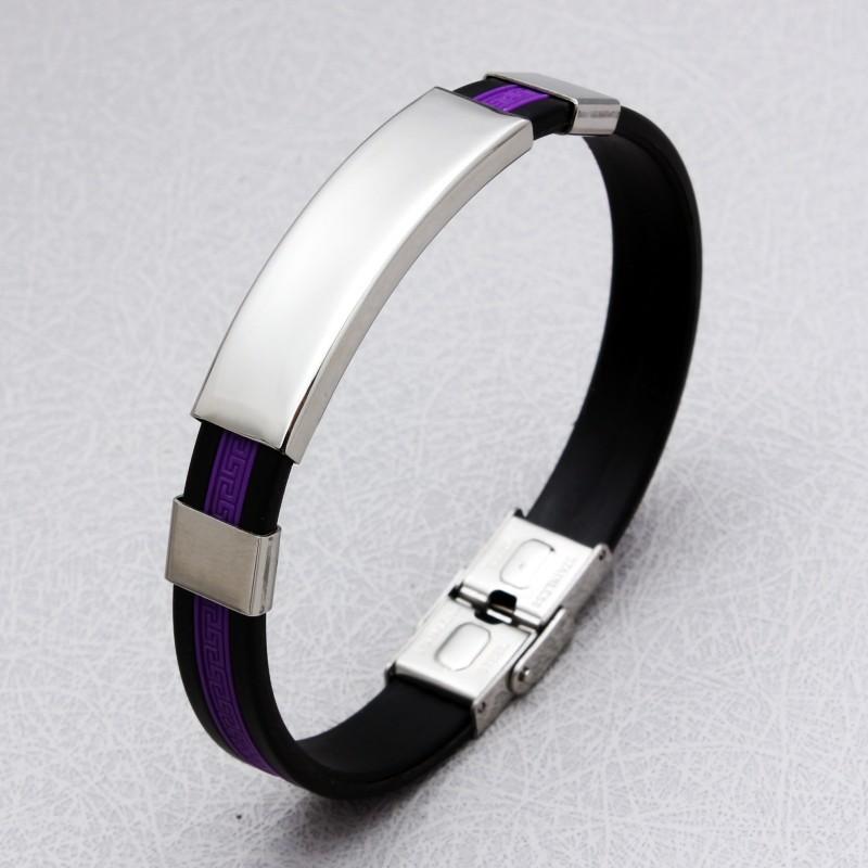 HNSP Nerezová Ocel Kov Kůže Silikonový Náramek Pro Muže Posilovna Sportovní Doplňky