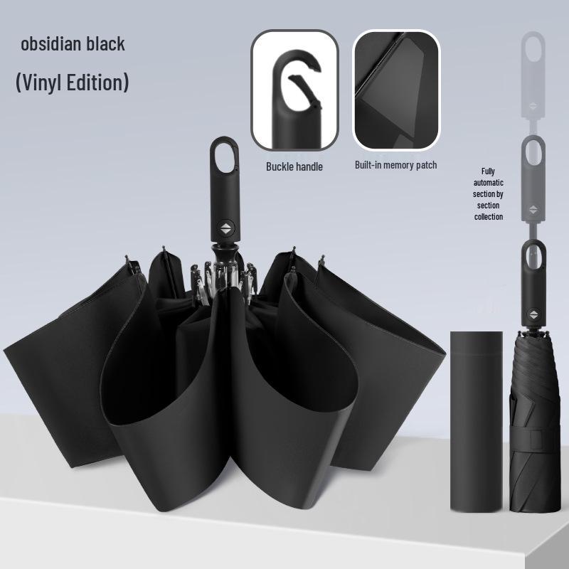 Memory Patch Three-Fold Automatic Umbrella: 8-Bone, Non-Folding, Dual-Use for Sun and Rain.
