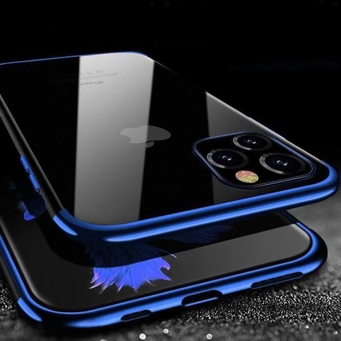 Coque de Protection - PROSHOP - iPhone 12 Pro Max - Souple - Gel Silicone - Chromé Bleu