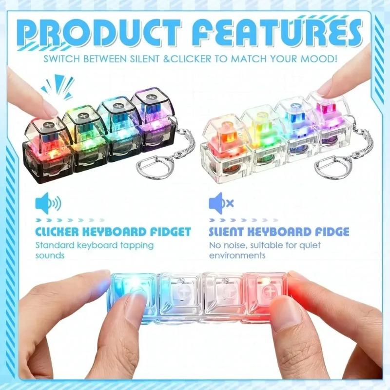 Hot Original Multi-Style Led Light-Up Keycap Keychain Clicker Fidget Toy Stress Relief Portable Desk Accessory For Kids Adults