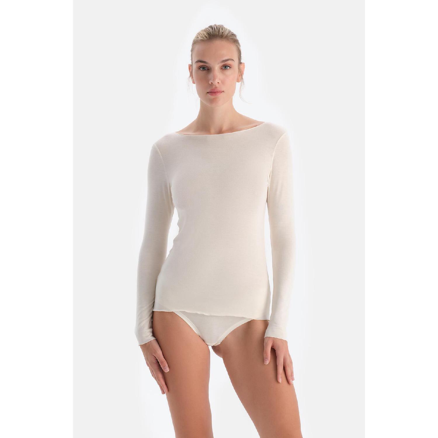 

Ecru 5117kc Modal Cashmere Boat Neck Long Sleeve Top S экрю