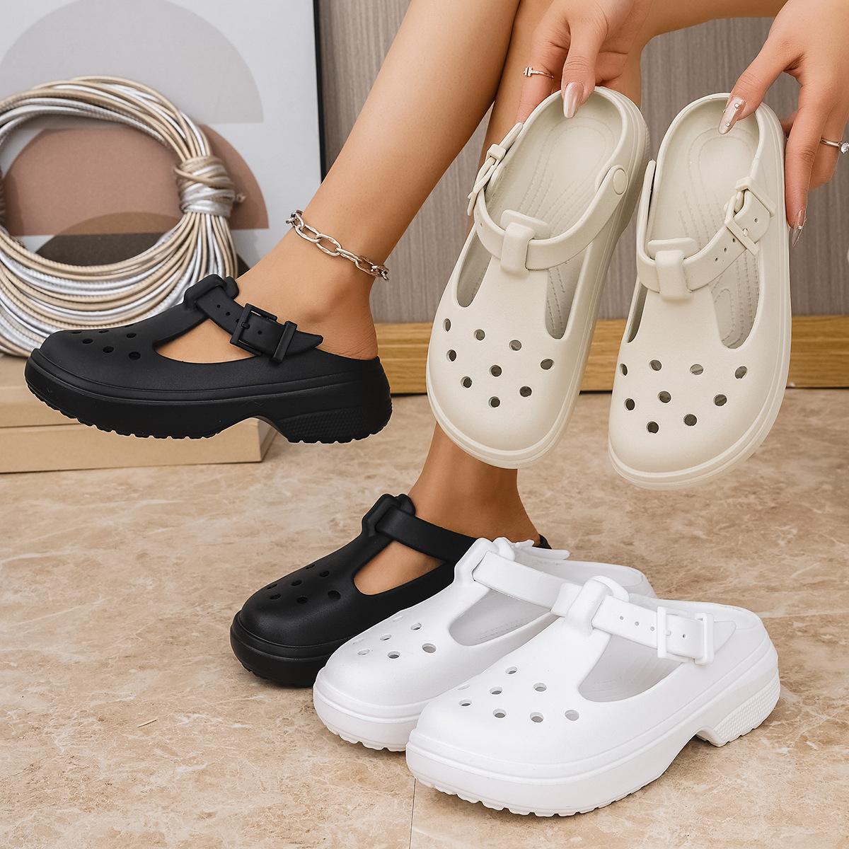 Mary Jane Clog Shoes Women s Casual Indoor Outdoor Beach Sandals Open Toe Slip-On EVA Comfortable Ladies Slippers 39 белый 1319₽