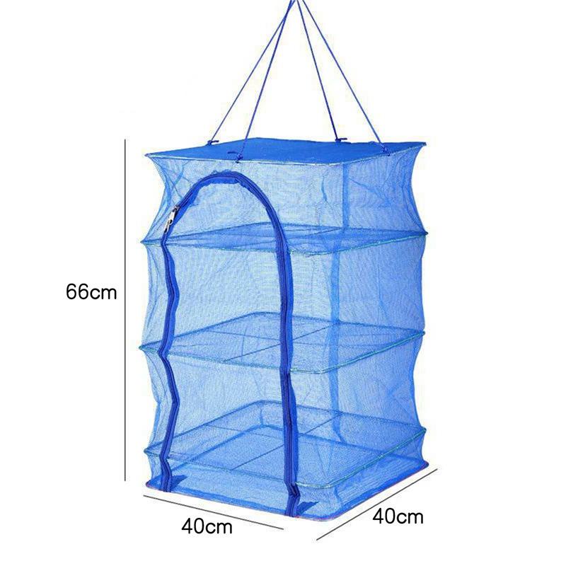 Drying Fishing Net Foldable Hanging Vegetable Fish Dishes Dryer Bag Hanger Fish Fishing Flowers Buds Plants Organizer 4 Layers