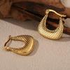 Stainless Steel Scale Pattern Water Drop Hoop Earrings - Women's Retro Style