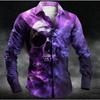 Men's Skeleton Printed Long Sleeve Shirts Casual Cardigan New Button Holiday Fashion Shirts