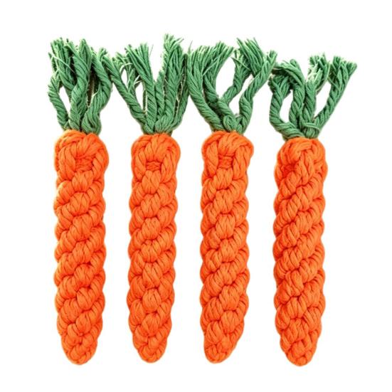 Braided Carrot Dog Toy Safe Cotton Rope Dog Chew Toy Teeth Cleaning Toy for Puppy Teething Interactive Fetch Play